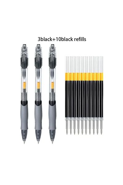 Choice Black 3pen 10refills 13/30pcs Retractable Gel Pens Set Black/Red/Blue Ink Ballpoint for Writing Refi