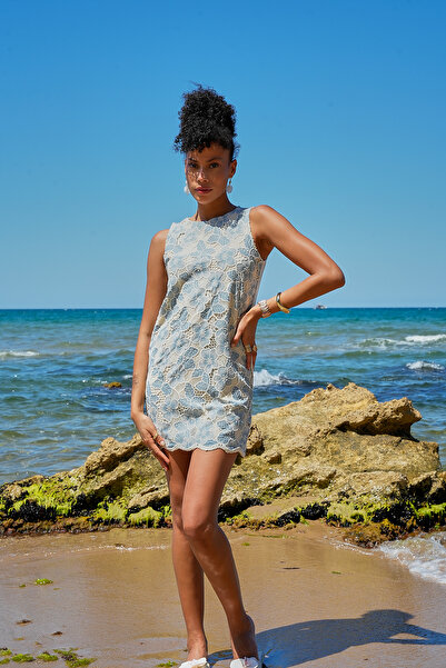 ASEDE Rochie din dantelă căptușită din bumbac cu modele florale