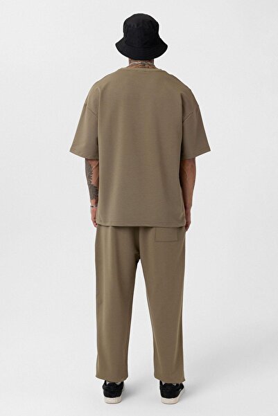 VAMOSCLO Σετ αθλητικής φόρμας Basic oversized με ελαστικό πόδι χακί