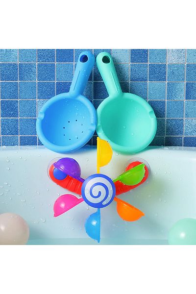 Choice 1 set 1122 Colorful Water Wheel Bathing Sucker Bathtub Water Spray Play Set Shower Sprinkler Toy Bab