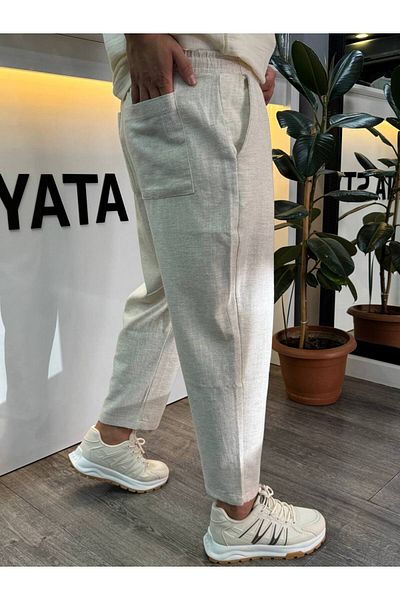 BYATA MENS STYLE Men's Boyfriend Linen Trousers