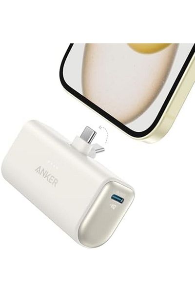 Anker Nano Power Bank, Mini Portable Charger with Built-In Foldable USB-C Connector, 5,000mAh Batter