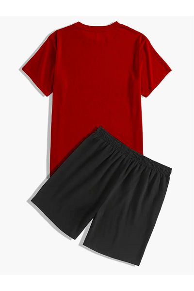 LUNAVISTA Men's 2-Piece Tracksuit Set with Size 7 Printed Crew Neck T-Shirt and Shorts,