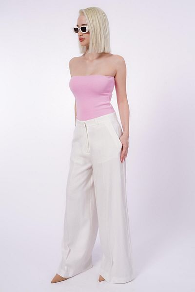 Seeh Ecru Front Pleated Palazzo Women's Trousers Sh243