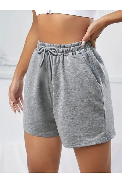 CANDERO Pantaloni scurți gri pentru femei Pantaloni de sport oversize Plus Size Îmbrăcăminte sportivă Îmbrăcăminte casual Calitate Aspect elegant YUS