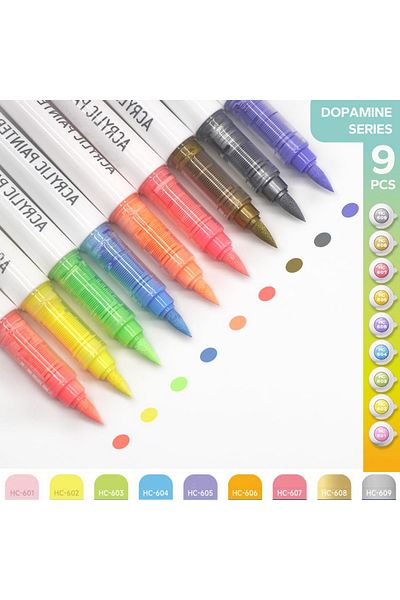 Choice Dopamine Series Acrylic Brush Markers Set, Assorted Pro Color Series Automatic Ink Control System Ar