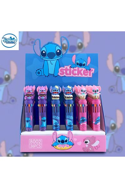 Miniso 36pc Ballpoint Pen Disney Stitch 36pcs Ballpoint Pen Cartoon 10 Color Marker 0.7mm Kids Graffiti Mul