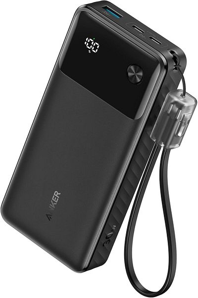 Anker 20000 mAh Powercore Power Bank 20000mAh 30W Portable Charger with USB C Cable Lanyard-black (B