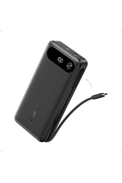 Anker Laptop Power Bank, 20,000mAh Portable Charger with Built-In USB-C Cable, 87W Max Fast Charging