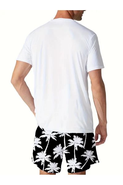 LUNAVISTA Casual Beach Shorts and Sportswear Set, with 3D Printed T-shirt and Pants, Perfect for Streetwear