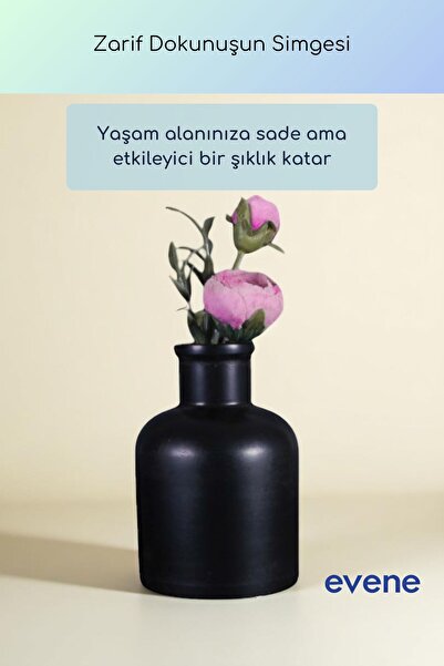 Evene Vazo Küçük Vazo Masa Üstü Vazo Ev Dekorasyon Vazo Siyah Renk Model 56