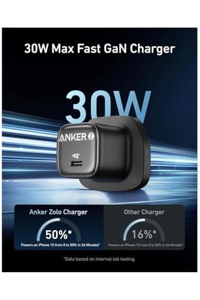 Anker Zolo Charger 30W USB C Charger, Compact GaN USB C Charger, Enhanced Temperature Control, Compa