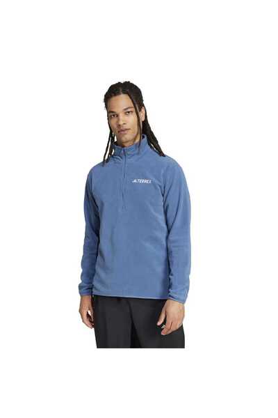 adidas Multi Essentials Half Zip Erkek Mavi Dik Yaka Polar