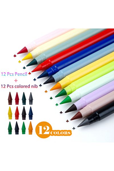 Choice 24Pcs Color set 12Colors/set Morandi Colored Everlasting Pencils Unlimited Eternal Writing Pencil Er