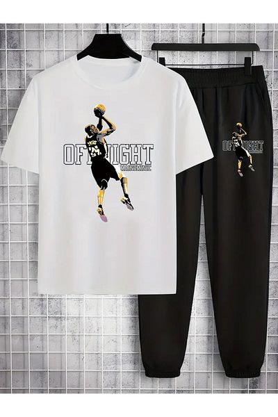 LUNAVISTA Men's Teenager 2 Piece Suit Short Sleeve T-Shirts and Long Pants Casual Tracksuit Set