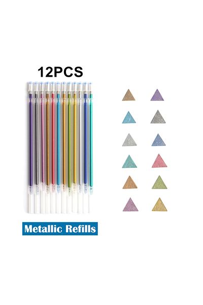 Choice 12Pc Metallic Refill 12/24Pcs Metallic Glitter Colors Gel Pens & Pen Refills For School Office Adult