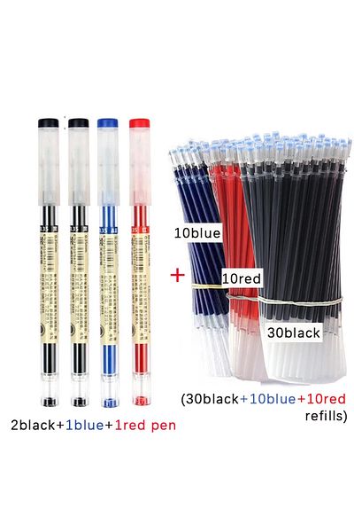 Choice 0.35mm 54pcs mixed set 54Pcs/Set 0.35mm Gel Pens Office School Exam Sign Ballpoint Pen Blue Red Blac