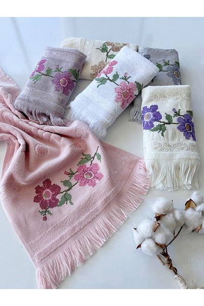 SARRA HOME Mysoft 30X50 Colorful Embroidered Towel - Flower