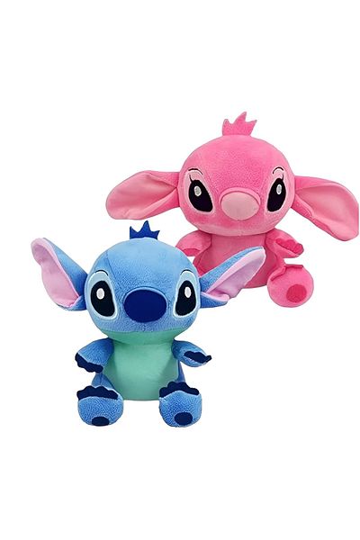 Sale4u TEMIO Stitch and Angela plush toy set, 2 toys, pink and blue, 23cm