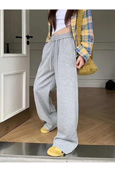TONFİX LİFE GRİ Kadın Bol Paça Eşofman Altı Esnek Rahat Bol Kesim TONFİX