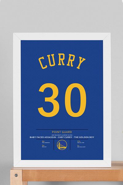 Saturn Stephen Curry Jersey Framed Painting - Nba Golden State Warriors Jersey