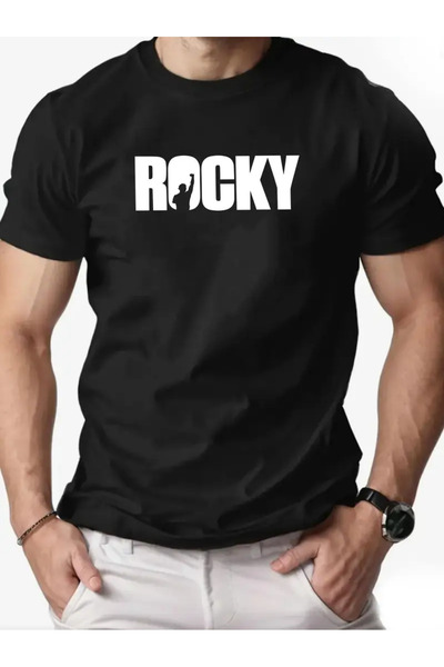 CLASİVA تي شيرت برقبة دائرية كبيرة الحجم مطبوع عليه روكي للجنسين