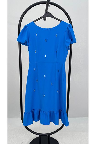 Koza Butik Γυναικείο φόρεμα με μαργαριτάρι με λεπτομέρεια κοντομάνικο φούστα 5340-25