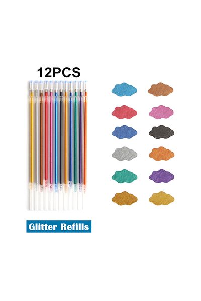 Choice 12Pcs Glitter Refill 12/24Pcs Metallic Glitter Colors Gel Pens For School Office Adult Coloring Book