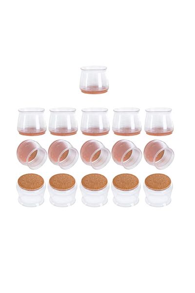 OEM Set of 16 anti-slip furniture leg protectors, 33 x 35 x 40 mm, felt, brown, transparent