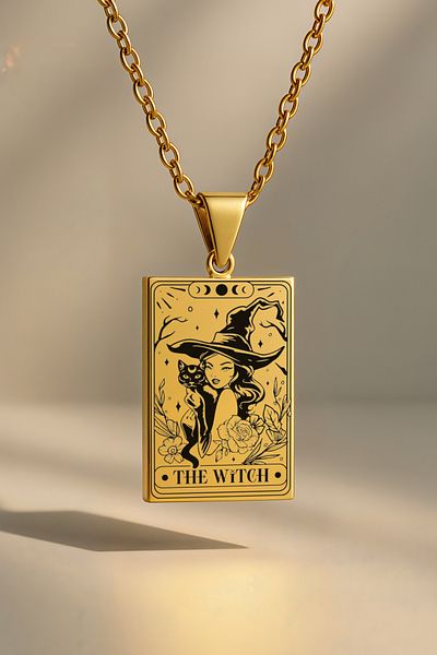 ArtinArt The Witch - Witch Tarot Card |   316L Steel Necklace
