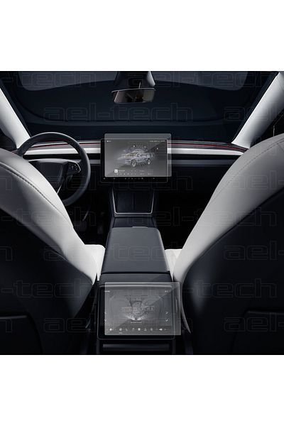 ael-tech Tesla Model Y Juniper 2025 15.4 Inch Navigation and Rear Passenger Screen Compatible Nano Protector Set of 2