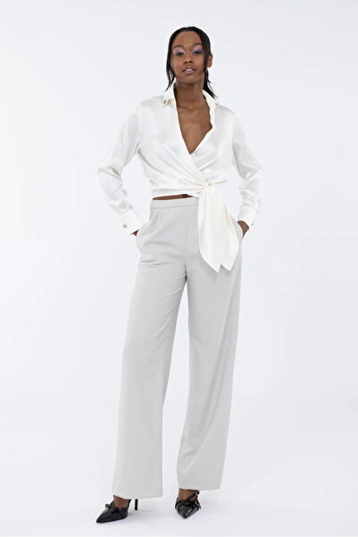 IDYL Collar Shirt Form Satin Blouse