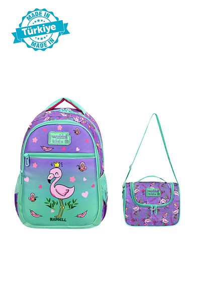 Niss Store Flamingo Patterned Primary School Backpack, Thermal Lunch Bag and Pen Holder