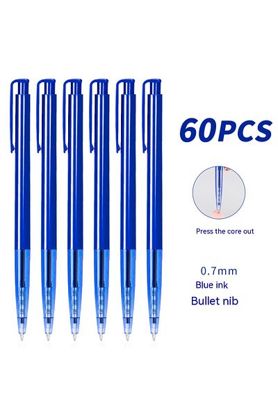 Deli Blue 60pcs DELI-Bullet Tip Ballpoint Pen Set, Fine Point 0.7mm, Blue Ink, Office and School Supplies