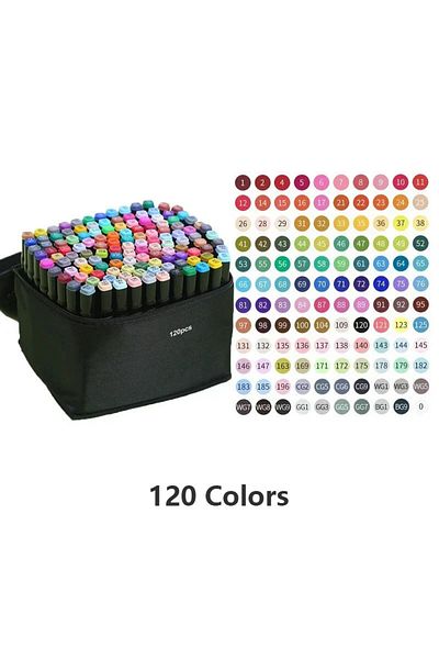 Choice 120 Colors 24-168 Colored Marker Pens Set Manga Brush Pen Drawing sketch Kawaii Art School Supplies