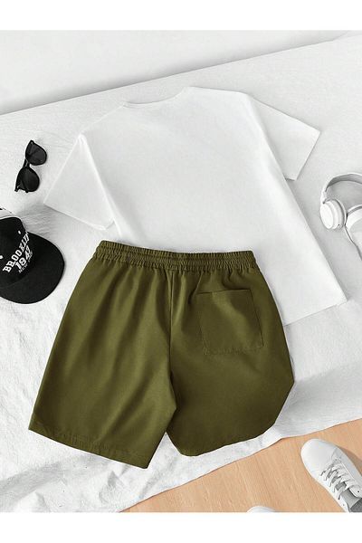 LUNAVISTA Manfiniti Emrg Men's Casual Knitted Printed Short Sleeve T-Shirt and Shorts Set