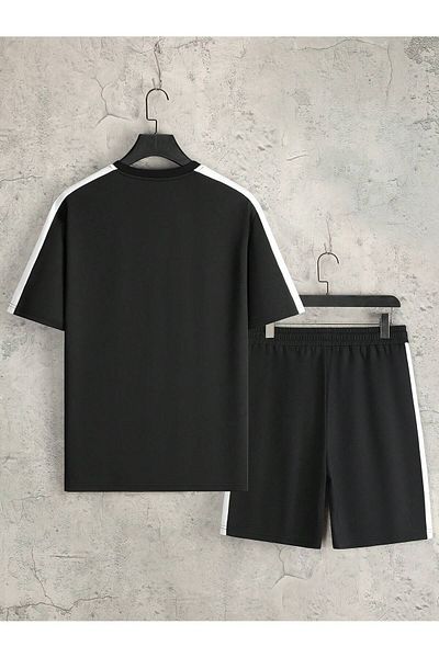 LUNAVISTA Men's Printed Short Sleeve Shirt and Shorts Set, Simple Design