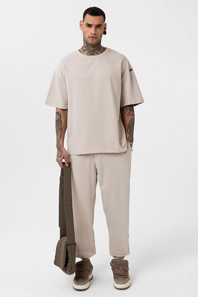 VAMOSCLO Basic Oversize Tracksuit Set with Elastic Legs Beige