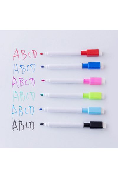 Choice 6pcs Mixed 6pcs Brush Whiteboard Marker Pens Board Dry-Erase Pen With Eraser Markers Writing Water C