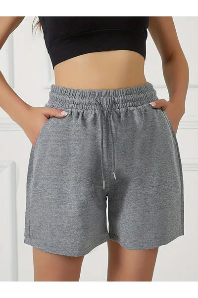 CANDERO Women's Gray Shorts Plus Size Oversized Sweatpants Sports Casual Wear Quality Stylish Appearance Yus
