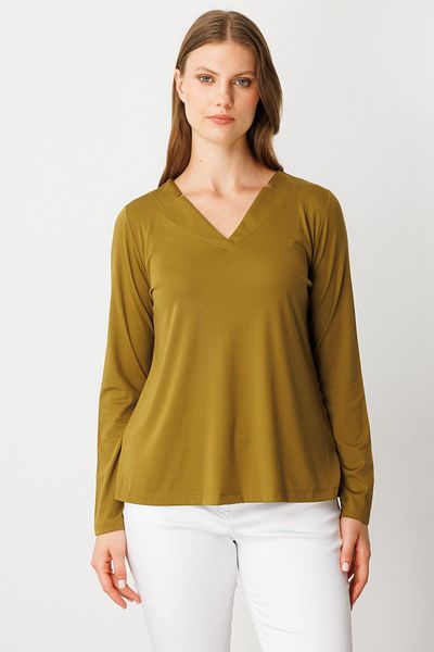 On Fashion Bluz Collar Asymmetric Cut Long Sleeve