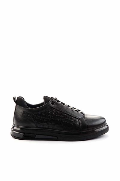 Bambi Black Genuine Leather Men's Sneaker E01398202803