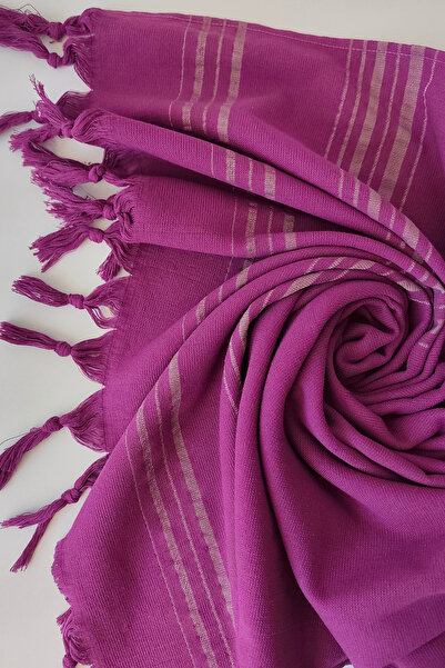 Sevim Πετσέτα με ρίγες δαμάσκηνο 90x170cm - Μαλακή πετσέτα παραλίας - 100% βαμβάκι