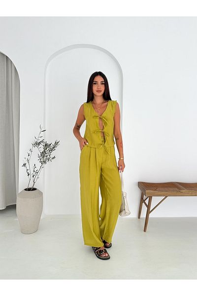 Ozy Fashion Green Summer Modal Fabric Bottom Top Set