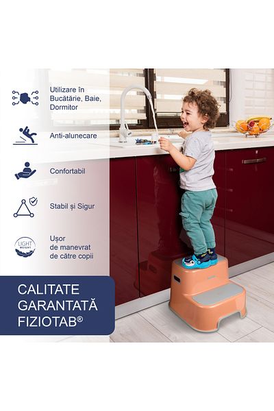 FizioTab Scaunel Copii Inaltator WC in Doua Trepte FizioTab®, Suprafata Antialunecare, Maro