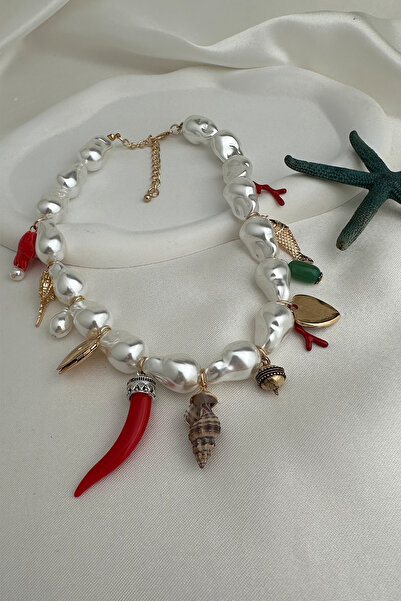 Modex Sea Breeze Charm Detailed Big Pearl Necklace (40cm)