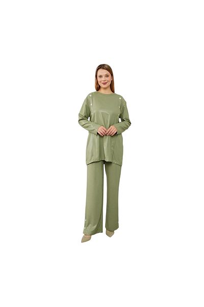 Levidor Button Detailed Crew Neck Double Suit