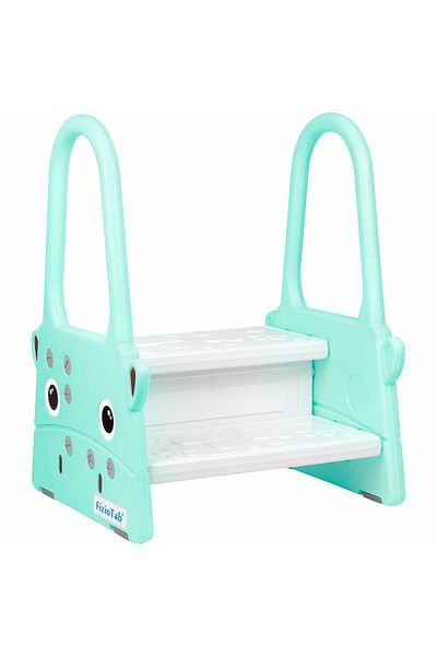 FizioTab Scaunel Inaltator Copii FizioTab® cu Manere, Doua Trepte, Anti-alunecare, Hipo Turcoaz