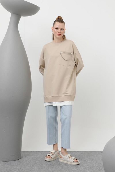 Loreen by Puane Puane Front Double Sided Decorative Zipper Detailled Tunic 10620