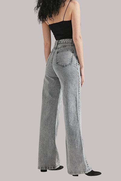 Livik Brooke Young Girl Smoked High Waist Lycra Comfortable 90's Loose Leg Jeans
